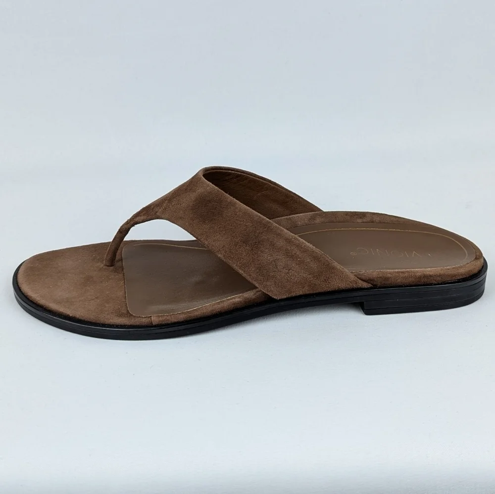 Vionic Agave Sandal Suede Thong Comfort Toe Post Monks Robe Brown 10 EU41 NWOB - Picture 2 of 16